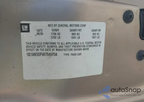 2006 Chevrolet Cobalt Ls from USA, damaged, VIN 1G1AK55F967649734